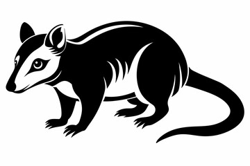 possum silhouette line art vector illustration with a white background