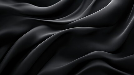 Fototapeta premium Close up of flowing black fabric with soft curves and subtle texture in a dark environment