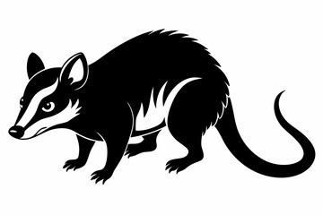 possum silhouette line art vector illustration with a white background
