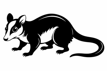 possum silhouette line art vector illustration with a white background