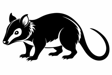 possum silhouette line art vector illustration with a white background