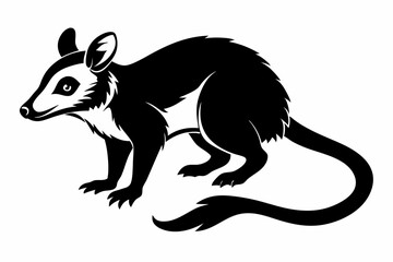 possum silhouette line art vector illustration with a white background