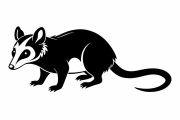 possum silhouette line art vector illustration with a white background