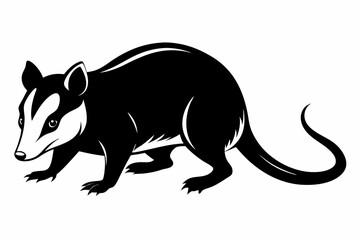 possum silhouette line art vector illustration with a white background