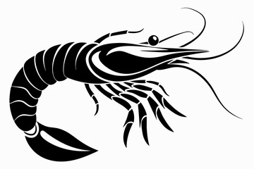 prawn silhouette line art vector illustration with a white background