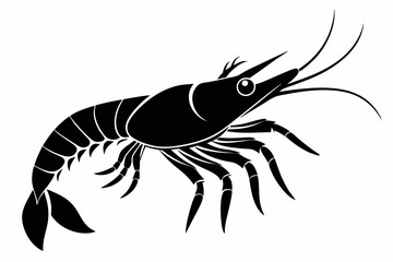 prawn silhouette line art vector illustration with a white background
