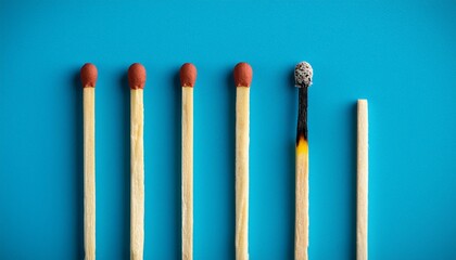 matches on a blue background