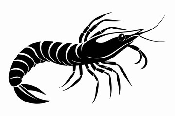 prawn silhouette line art vector illustration with a white background