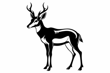 pronghorn silhouette line art vector illustration with a white background