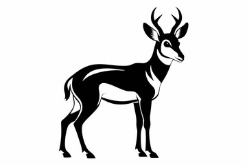 pronghorn silhouette line art vector illustration with a white background