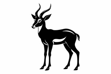 pronghorn silhouette line art vector illustration with a white background