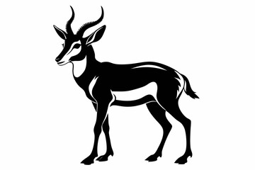 pronghorn silhouette line art vector illustration with a white background