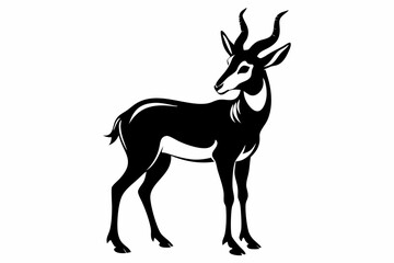 pronghorn silhouette line art vector illustration with a white background