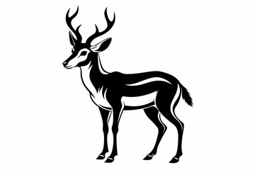 pronghorn silhouette line art vector illustration with a white background