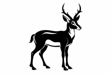 pronghorn silhouette line art vector illustration with a white background