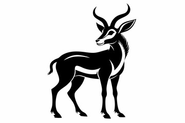 pronghorn silhouette line art vector illustration with a white background