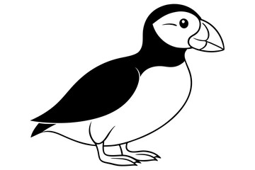 puffin silhouette line art vector illustration with a white background
