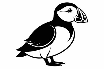 puffin silhouette line art vector illustration with a white background