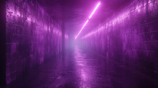 Neon Purple Tunnel: A Digital Rendering of an Atmospheric Passageway