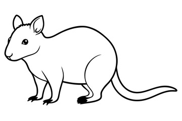 quokka silhouette line art vector illustration with a white background
