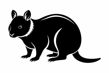 quokka silhouette line art vector illustration with a white background