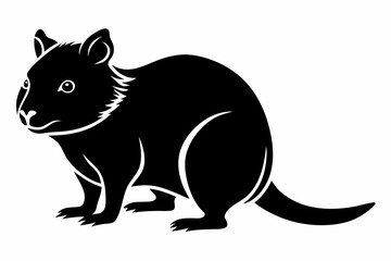 quokka silhouette line art vector illustration with a white background