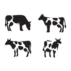 vector silhouettes of cow