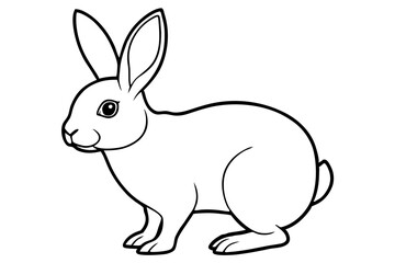 rabbit silhouette line art vector illustration with a white background