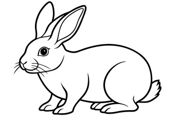 rabbit silhouette line art vector illustration with a white background
