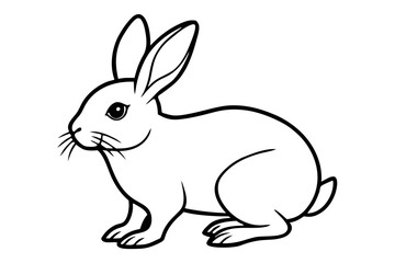 rabbit silhouette line art vector illustration with a white background