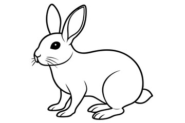 rabbit silhouette line art vector illustration with a white background