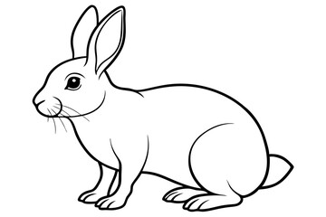 rabbit silhouette line art vector illustration with a white background