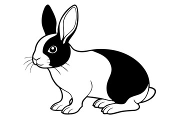 rabbit silhouette line art vector illustration with a white background