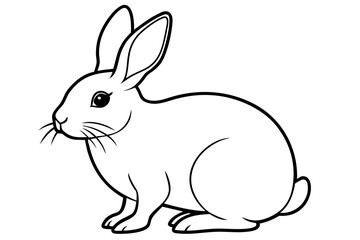 rabbit silhouette line art vector illustration with a white background