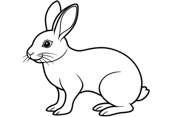 rabbit silhouette line art vector illustration with a white background