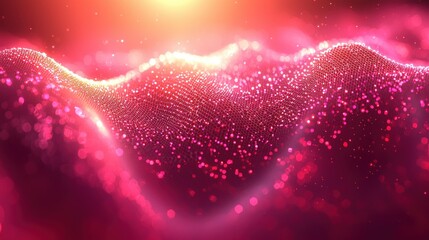 Abstract Pink and Orange Particle Wave Digital Art
