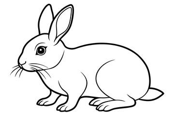 rabbit silhouette line art vector illustration with a white background