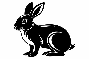 rabbit silhouette line art vector illustration with a white background