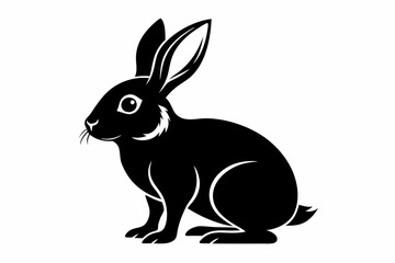 rabbit silhouette line art vector illustration with a white background