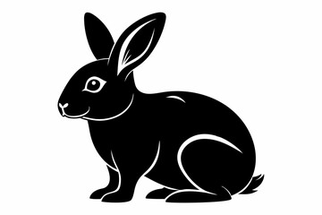 rabbit silhouette line art vector illustration with a white background