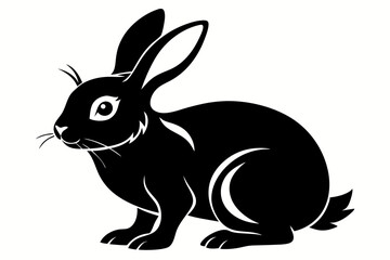 rabbit silhouette line art vector illustration with a white background