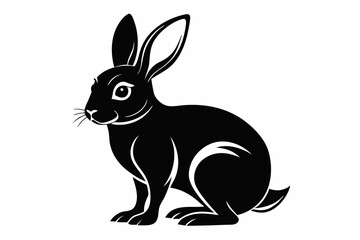 rabbit silhouette line art vector illustration with a white background