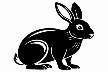 rabbit silhouette line art vector illustration with a white background