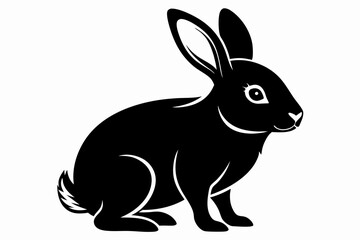 rabbit silhouette line art vector illustration with a white background