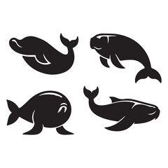 set of funny cartoon fish