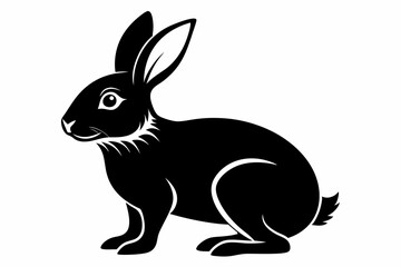 rabbit silhouette line art vector illustration with a white background