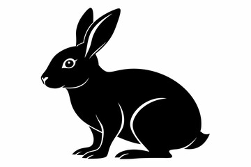 rabbit silhouette line art vector illustration with a white background