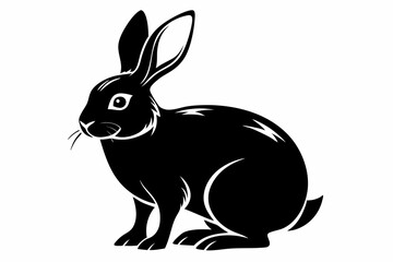 rabbit silhouette line art vector illustration with a white background