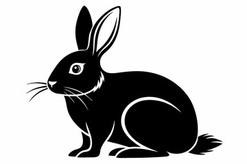 rabbit silhouette line art vector illustration with a white background