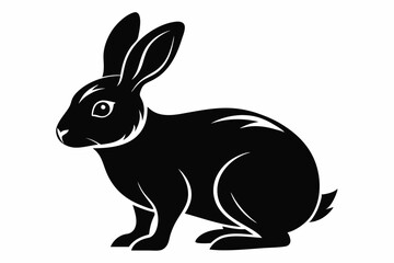 rabbit silhouette line art vector illustration with a white background